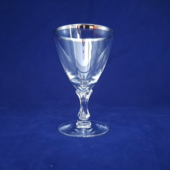 Fostoria Wedding Ring Clear Crystal Juice Glass With Platinum Trim - Picture 3 of 9